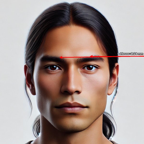 Brow height drawn on a sample face