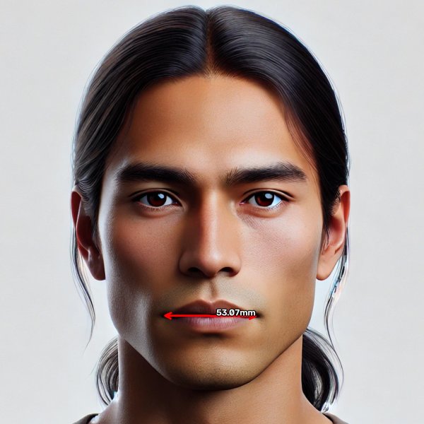 Mouth length drawn on a sample face