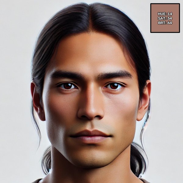 Skin tone swatch drawn on a sample face